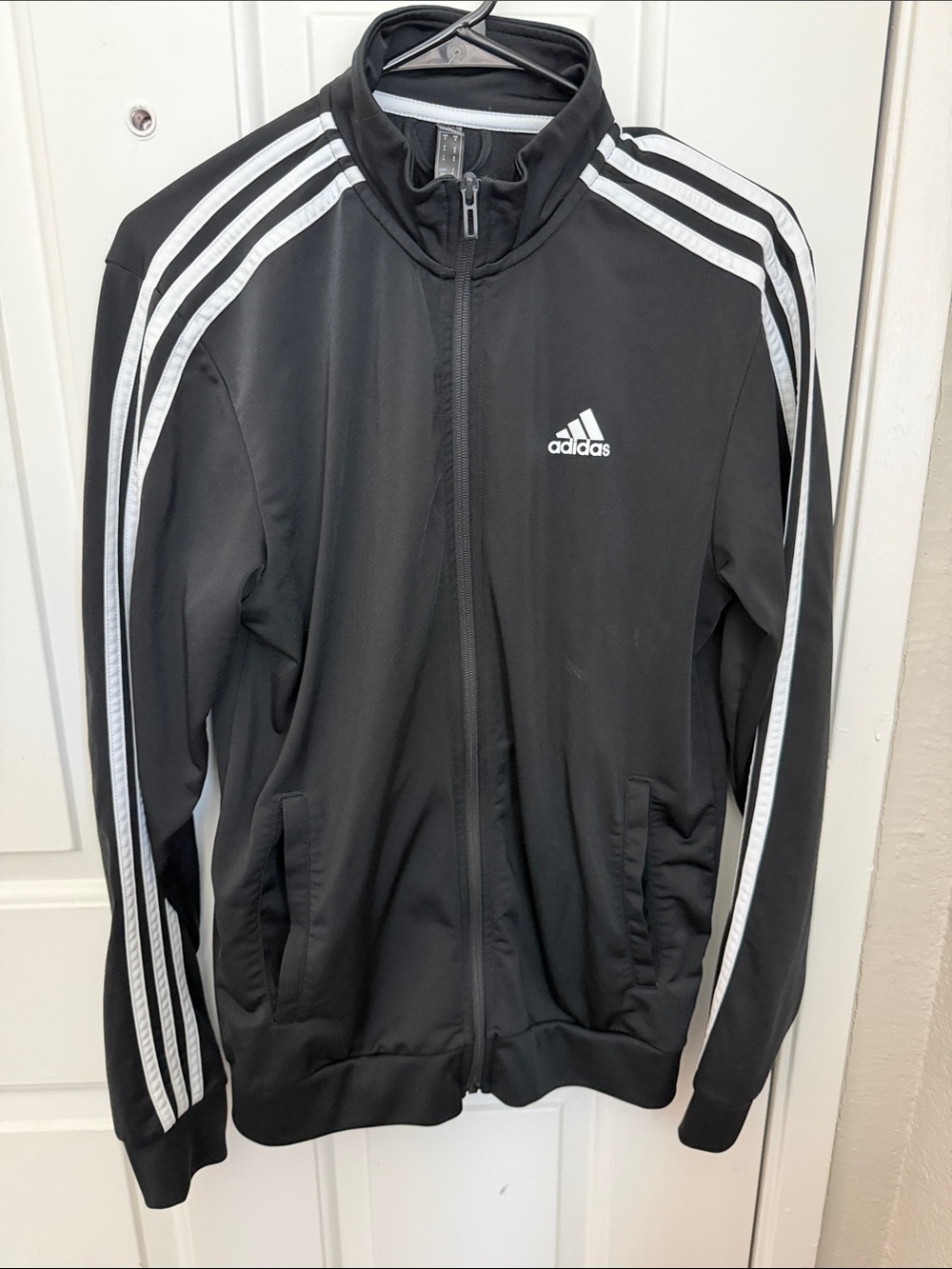 adidas Black Track Jacket with White Stripes